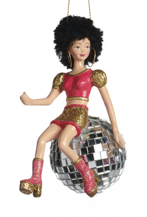 Підвіска "Леді на диско-кулі" h-14, червона