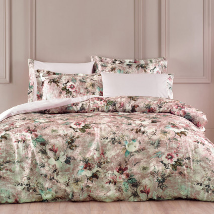 Постільна білизна з шовком "Santiago", крем/рожева