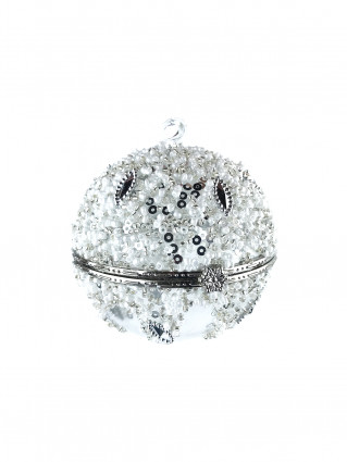 Новогодняя игрушка Шкатулка d-10см серебряный