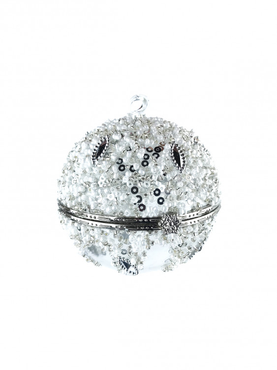 Новогодняя игрушка Шкатулка d-10см серебряный