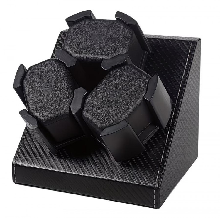 Кейс для годинників із заводним механізмом "Стиль" на три пари, чорний