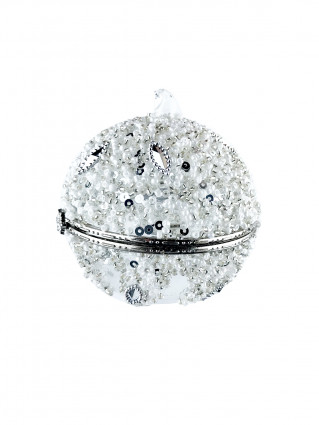 Новогодняя игрушка Шкатулка d-8см серебряный