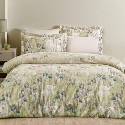 Постільна білизна з шовком "Isodore", беж/зелена