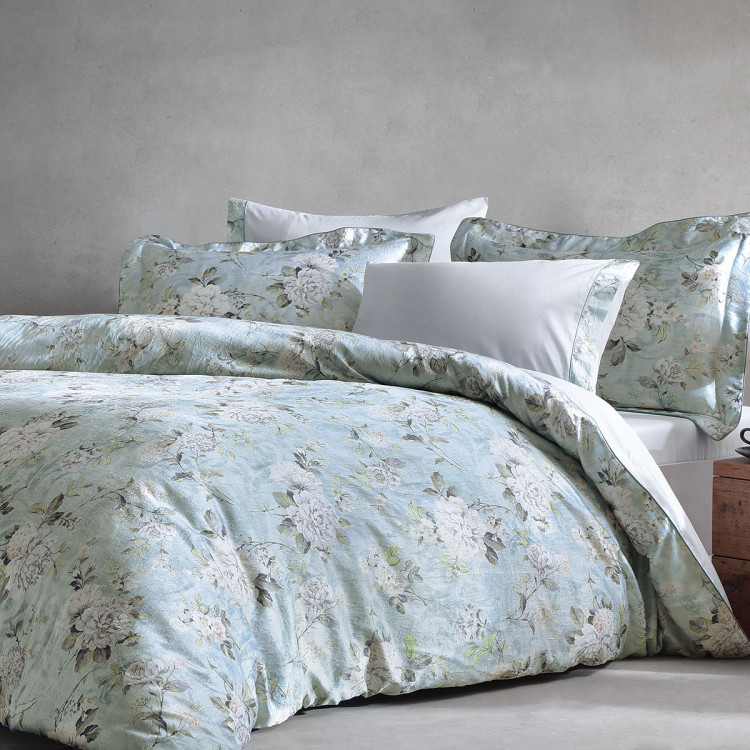 Постільна білизна з шовком "Lignum", сіро/блакитна