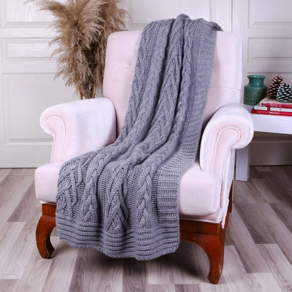 Плед в'язаний "Kantri", сірий