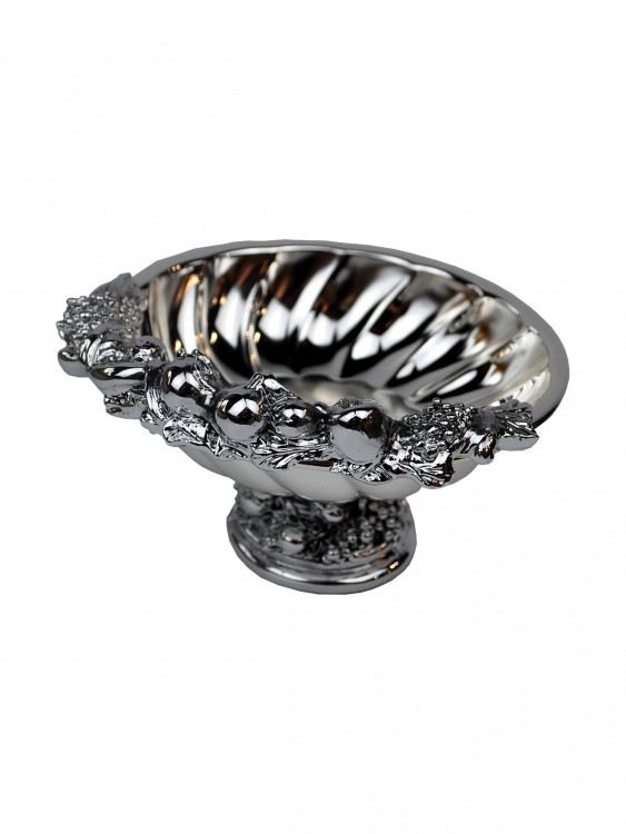 Піала на ніжці Ніжність, колір срібний, d14см, h-10см