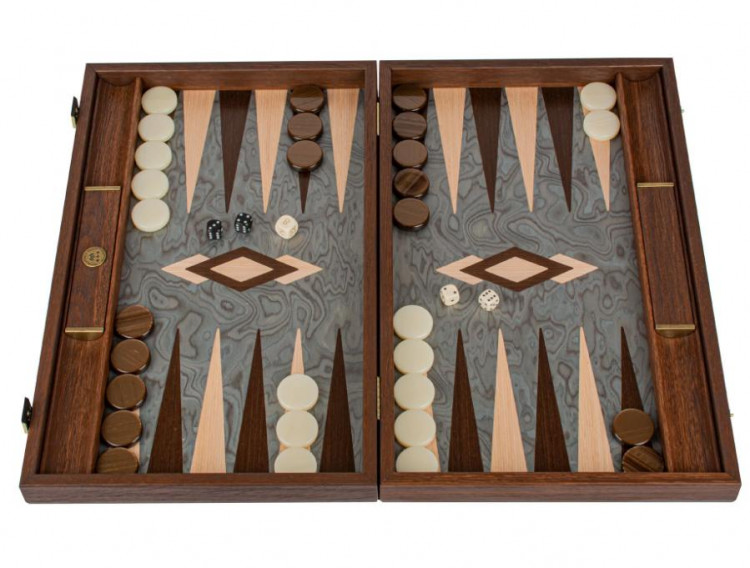 Нарди "Pearly Grey" 48*30 дерево, коричнево/сірі