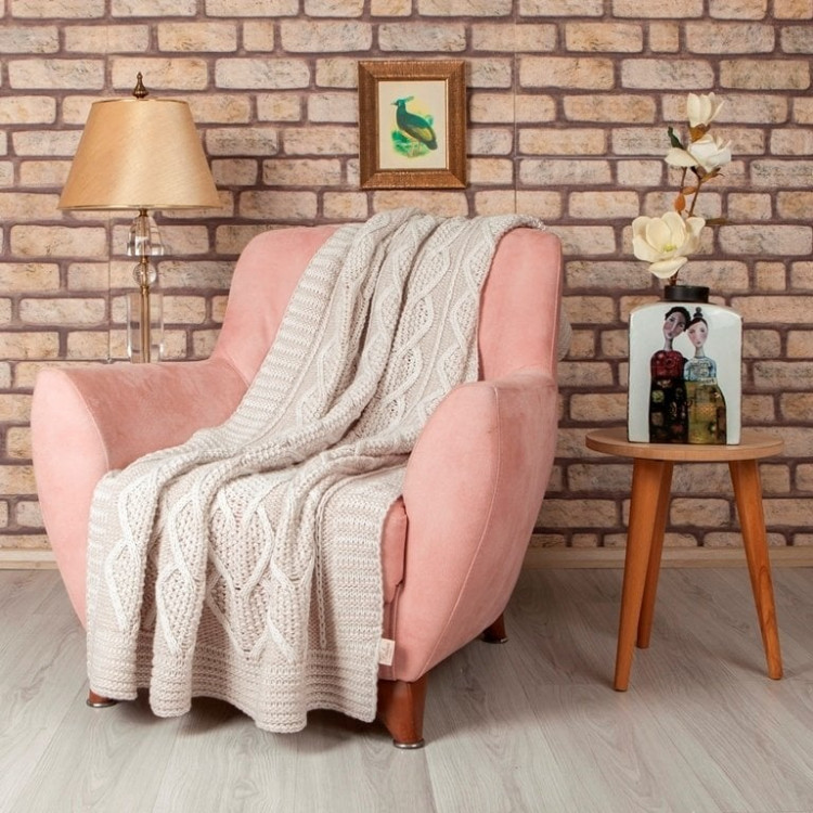 Плед в'язаний вовняний "Wool", беж