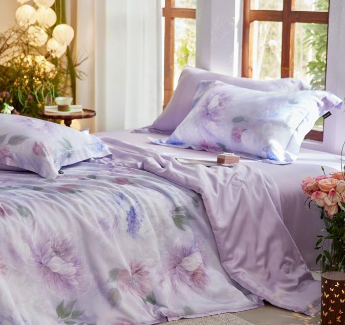 Постільна білизна з ковдрою"Violet Flower", лілова