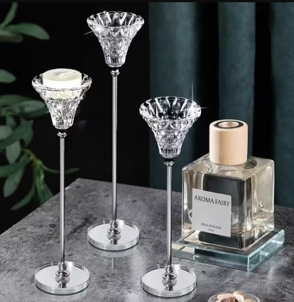 Набір із трьох свічників  "Дзвоник" h-23,20,17, колір срібло