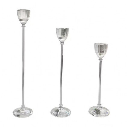 Набір із трьох свічників "Діамант" h-28, 23,18, колір срібло