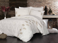 Постільна білизна з вишивкою Belissa Feathers 6 предметів, крем/беж