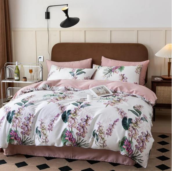 Постільна білизна "Flora", рожево/біла
