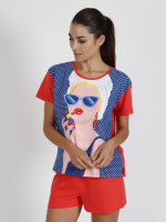 Домашній комплект жіночй Corta Lady In Red (футболка + шорти) червоний, розмір М