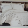 Постільна білизна з вишивкою Belissa Feathers  крем/сірий
