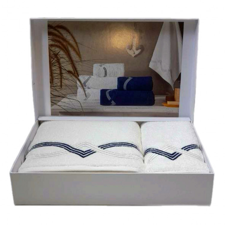 Набір рушників "Cross", білий/синій