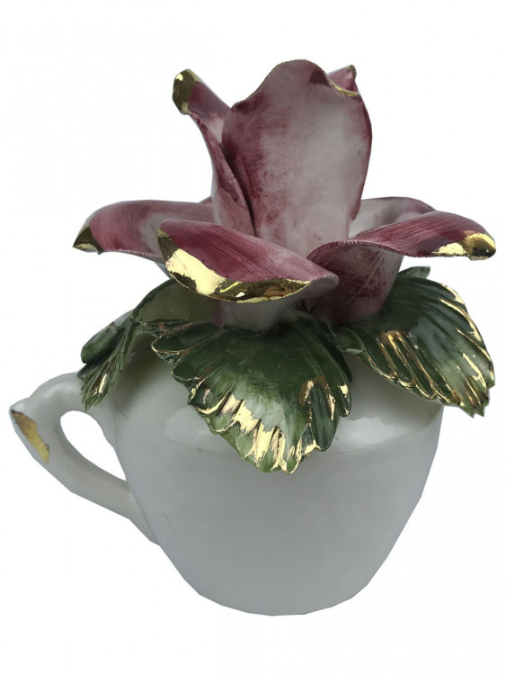 Статуетка Чашка-вазон Квіти 17х17 см