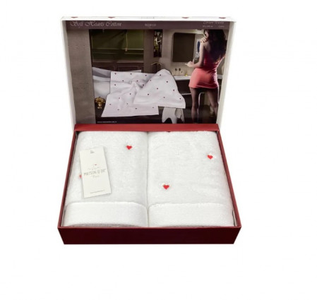 Набір рушників "Soft Hearts", білий/червоний