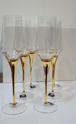 Набір келихів для шампанського "Contessa Gold" 6 предметів, колір золото