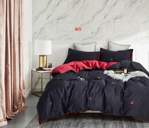 Постільна білизна "Swallow", червоно/чорна