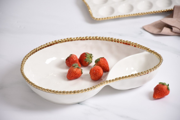 Менажниця 2 секції "Golden Salerno" l-35,  колір біло/золотий