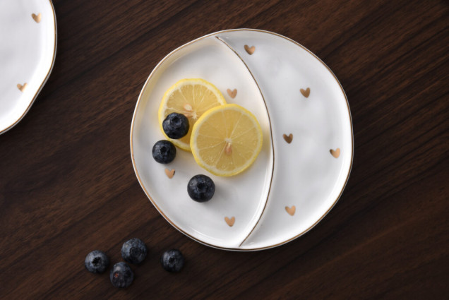 Менажниця 2 секції "Heart to Heart" d-15, колір біло/золотий