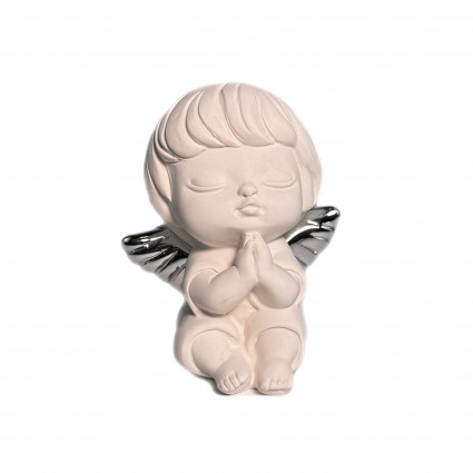 Статуетка "Хлопчик-яголятко" h-10, біла з кольором срібла