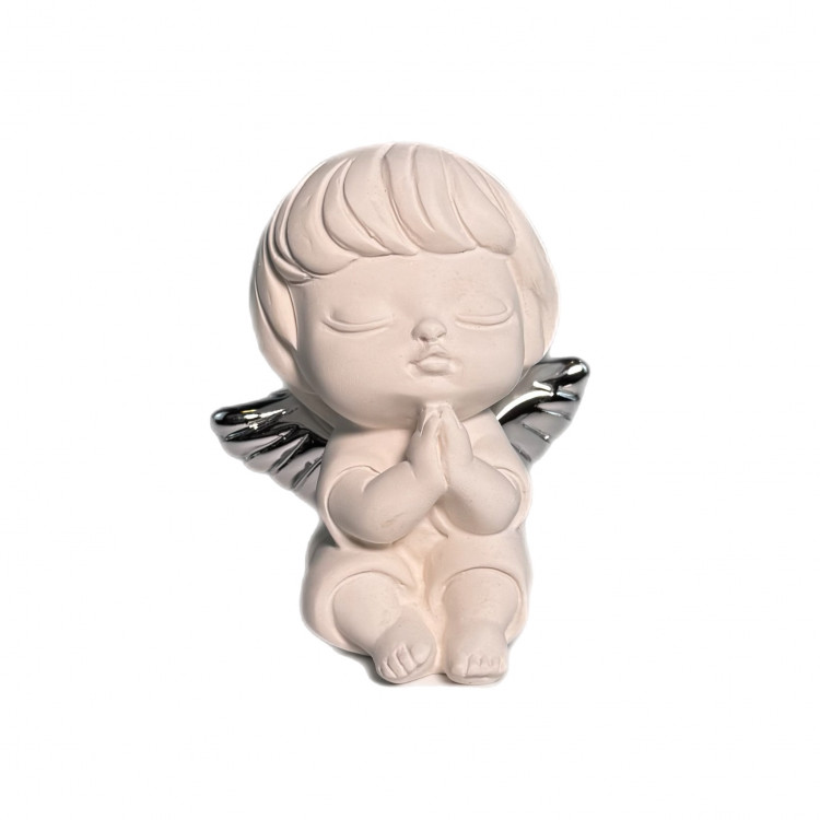 Статуетка "Хлопчик-яголятко" h-10, біла з кольором срібла