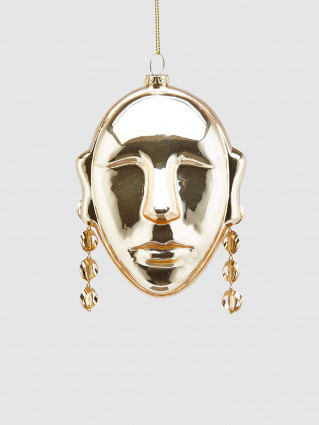 Новогодняя подвеска Лицо с серьгами h-12см (золотой)