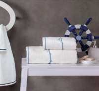 Набір рушників з вишивкою Pixel, білий/сірий