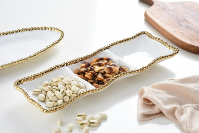 Менажниця 3 секції "Golden Salerno" l-37, колір біло/золотий