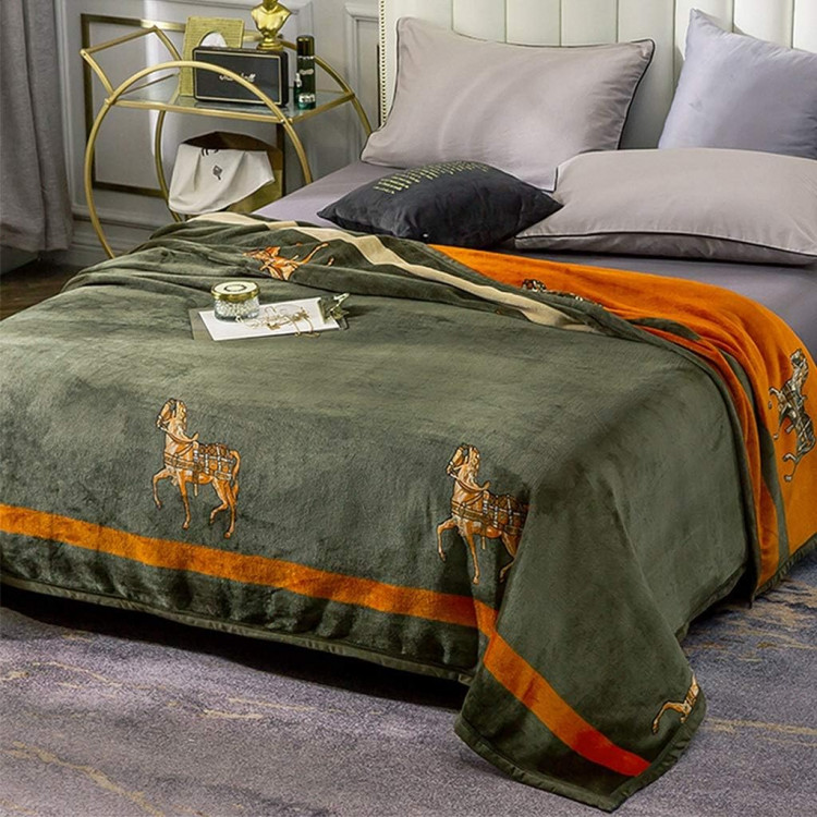 Плед "Fashion", оливково/помаранчевий