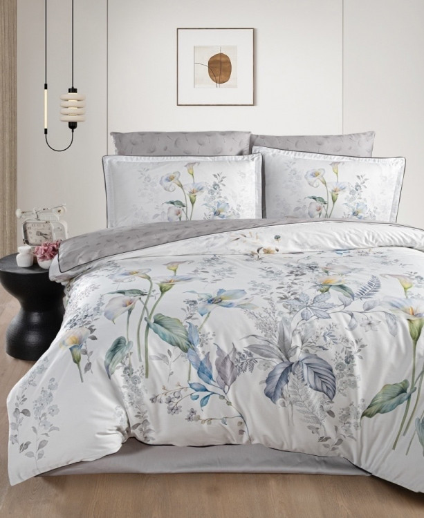 Постільна білизна "Tunar 300TC", біло/сіра