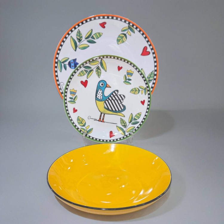 Набір тарілок "Cocorico" 3 предмети, 1 персона, жовтий