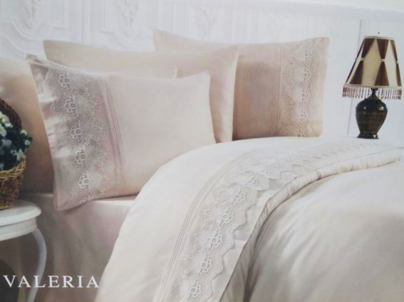 Постельное белье Valeria евро бежевое