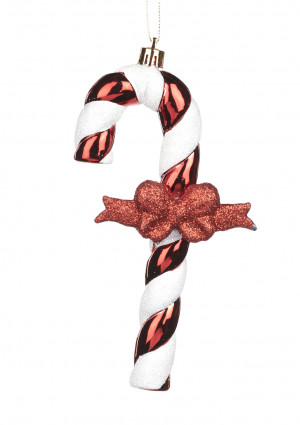 Підвіска "Новорічний льодяник" h-15, червоно/біла