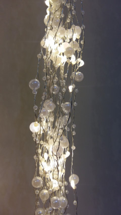 Гірлянда "Перли" 400 LED 2м+3м, 20 метал.ниток, адаптер, теплий білий