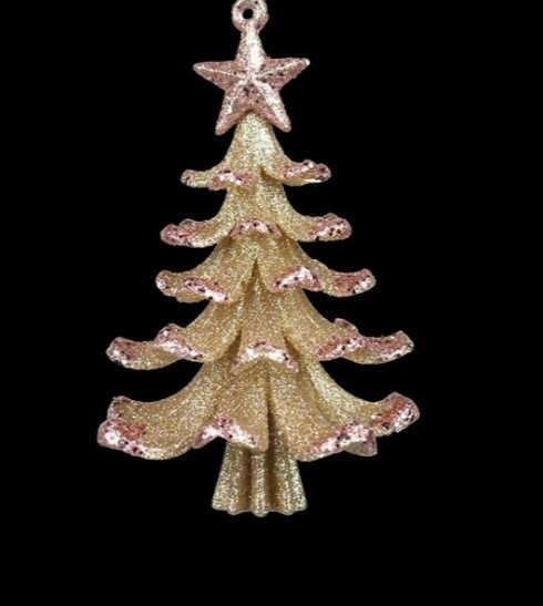 Підвіска "Ялинка" h-10, колір золото/ рожева