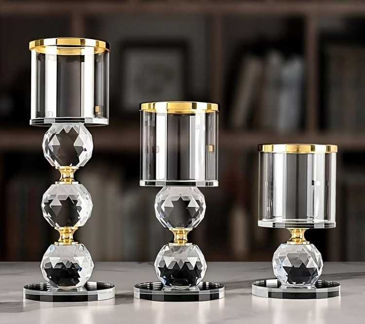 Набір із трьох свічників "Люмен" h-20,15,12, колір золото