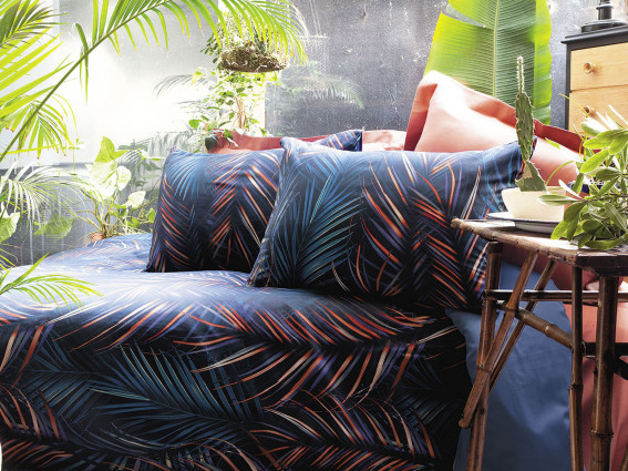 Набір постільної білизни Phuket євро, синій/кораловий