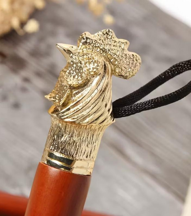 Ложка для взуття "Півень" h-55, колір золото/коричневий