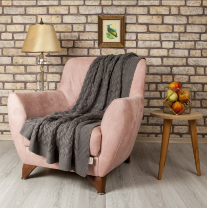 Плед в'язаний "La Casa", антрацит