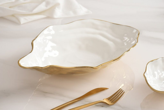 Піала "Oyster" l-33,  колір біло/золотий