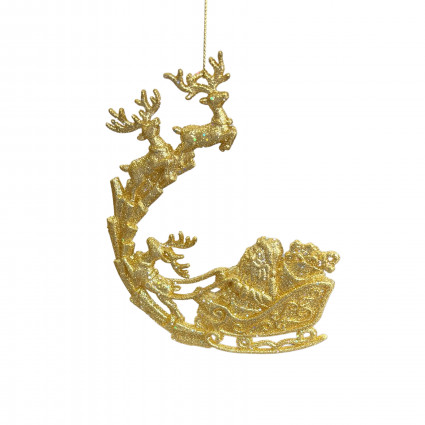 Підвіска "Санта на оленях", колір золотий