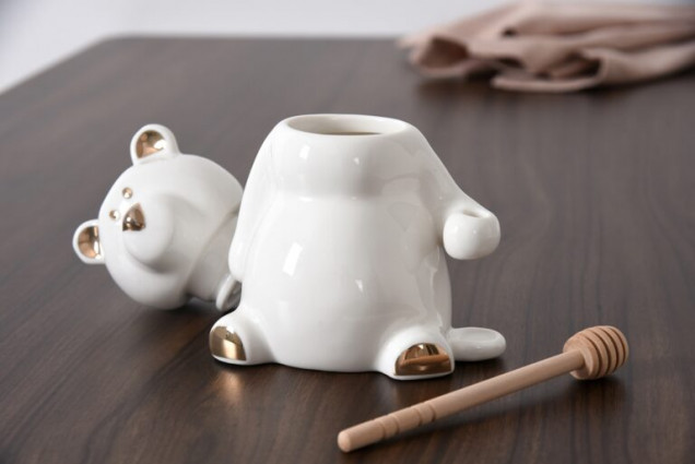 Медівниця "Bear" h-15, колір біло/золотий