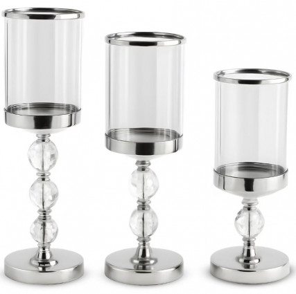 Набір із трьох свічників "Люмен" h-20,15,12, колір срібло