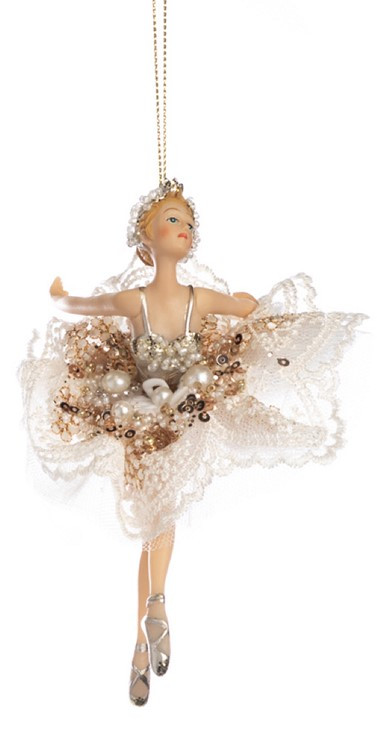 Підвіска "Балерина- позиція рук лебідь" h-17, біло/золота