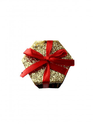 Подвеска новогодняя Подарок s-4см  шестигранная
