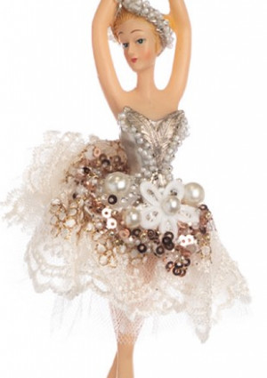 Підвіска "Балерина- третя позиція рук" h-17, біло/золота