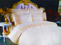 Набор постельного белья Lara евро, кремовий